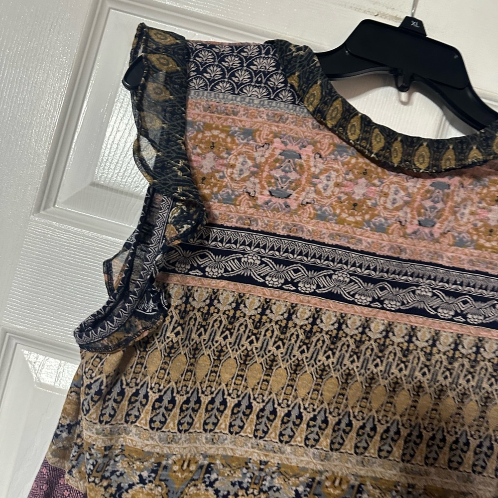 Lucky Brand Boho Print Blouse with Ruffle Trim - Picture 10 of 13